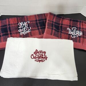 Mindsoft Kitchen Bathroom Christmas 3 Piece Towel Set Farmhouse Rustic Plaid New